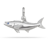 Sterling Silver Cobia Pendant High Polished Mirror Finish With Blue Sapphire Eye with A Mariner Shackle Bail Custom Designed By Nautical Treasure Jewelry In The Florida Keys Offshore Fishing